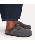Zoccoli Boston Hunus in pelle color antracite