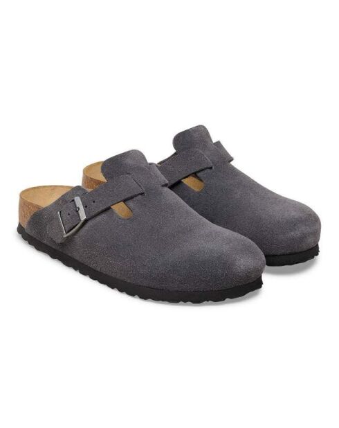Zoccoli Boston Hunus in pelle color antracite