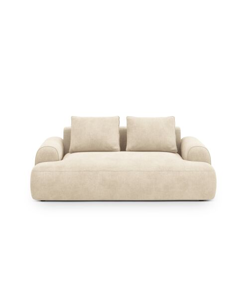 Canapé velours Orion 2 places beige clair - 175x100x84 cm