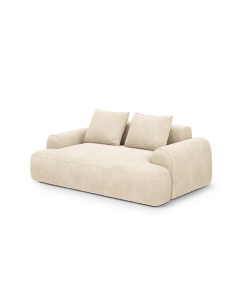 Canapé velours Orion 2 places beige clair - 175x100x84 cm