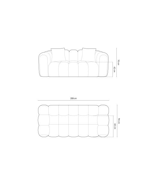 Astro Samtsofa 3-Sitzer Terrakotta - 208x94x70 cm