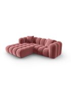 Canapé d'angle gauche velours modulable Astro 3 places flamant - 238x190x70 cm