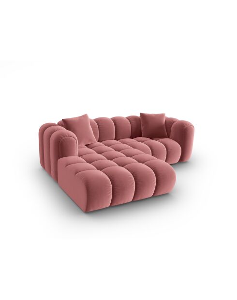 Canapé d'angle gauche velours modulable Astro 3 places flamant - 238x190x70 cm