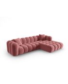 Canapé d'angle droit velours modulable Astro 4 places flamant - 300x190x70 cm