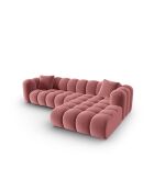 Canapé d'angle droit velours modulable Astro 4 places flamant - 300x190x70 cm