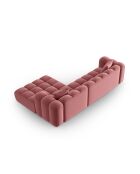 Canapé d'angle droit velours modulable Astro 4 places flamant - 300x190x70 cm