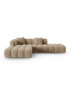 Canapé d'angle gauche velours modulable Astro 4 places le sable - 300x190x70 cm