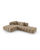 Canapé d'angle gauche velours modulable Astro 4 places le sable - 300x190x70 cm