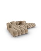 Canapé d'angle gauche velours modulable Astro 4 places le sable - 300x190x70 cm