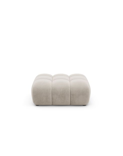 Pouf velours Astro 1 place écru - 90x70x43 cm