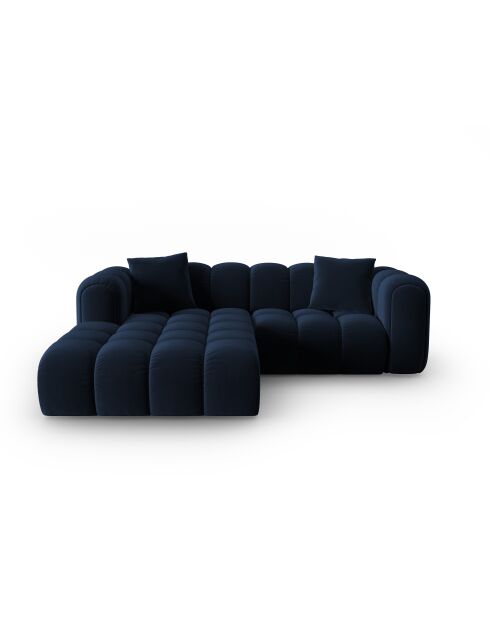 Canapé d'angle gauche velours modulable Astro 3 places bleu roi - 238x190x70 cm