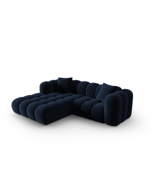 Canapé d'angle gauche velours modulable Astro 3 places bleu roi - 238x190x70 cm