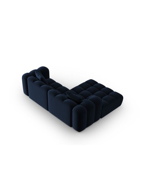 Canapé d'angle gauche velours modulable Astro 3 places bleu roi - 238x190x70 cm