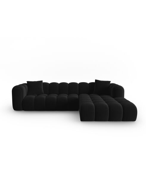 Astro 4-zits zwarte modulaire fluwelen hoekbank rechts - 300x190x70 cm