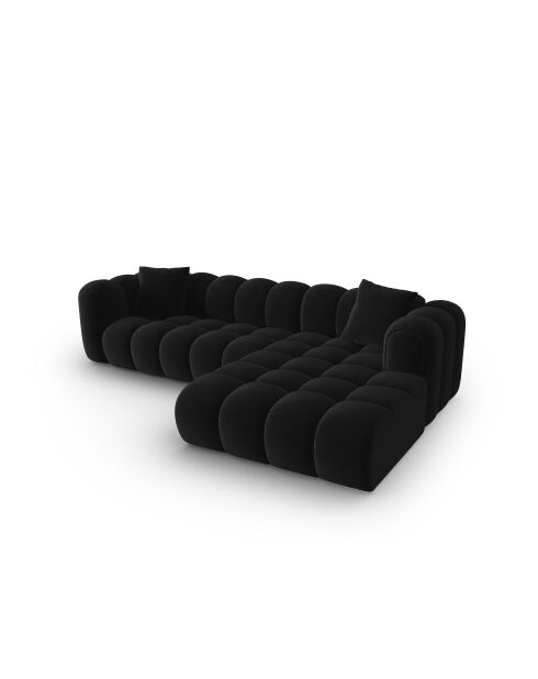 Astro 4-zits zwarte modulaire fluwelen hoekbank rechts - 300x190x70 cm