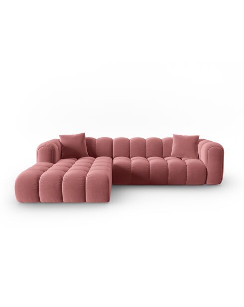 Canapé d'angle gauche velours modulable Astro 4 places flamant - 300x190x70 cm