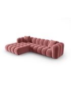 Canapé d'angle gauche velours modulable Astro 4 places flamant - 300x190x70 cm