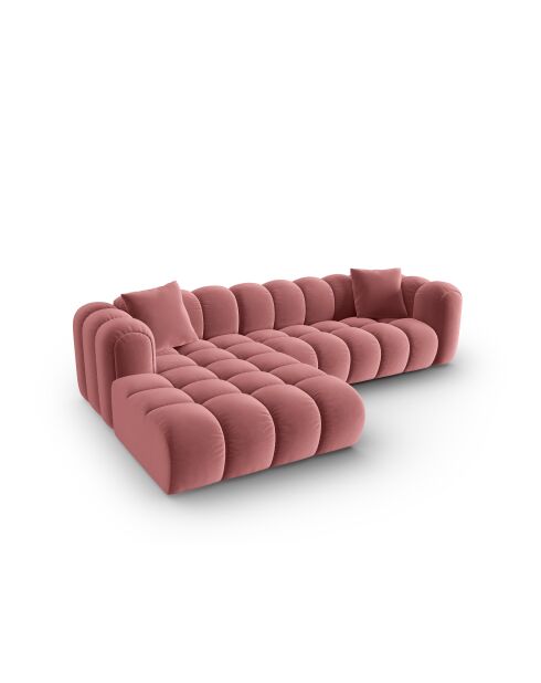 Canapé d'angle gauche velours modulable Astro 4 places flamant - 300x190x70 cm