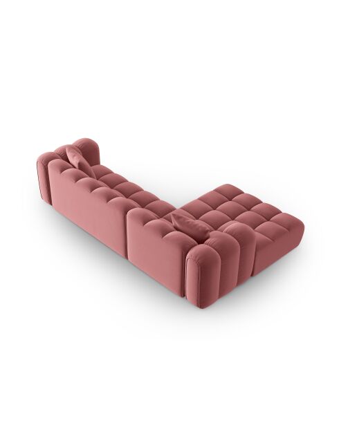 Canapé d'angle gauche velours modulable Astro 4 places flamant - 300x190x70 cm