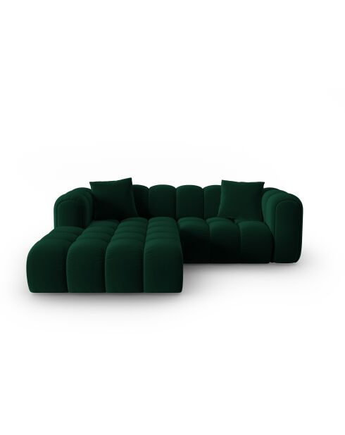 Canapé d'angle gauche velours modulable Astro 3 places vert bouteille - 238x190x70 cm