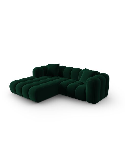 Canapé d'angle gauche velours modulable Astro 3 places vert bouteille - 238x190x70 cm