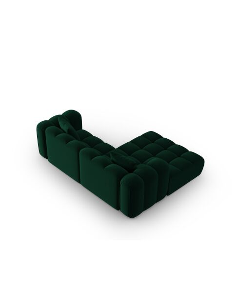 Canapé d'angle gauche velours modulable Astro 3 places vert bouteille - 238x190x70 cm
