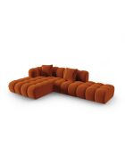 Canapé d'angle gauche velours modulable Astro 4 places terracotta - 300x190x70 cm