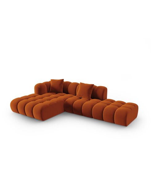 Canapé d'angle gauche velours modulable Astro 4 places terracotta - 300x190x70 cm