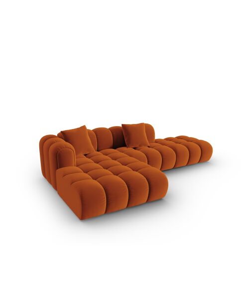 Canapé d'angle gauche velours modulable Astro 4 places terracotta - 300x190x70 cm