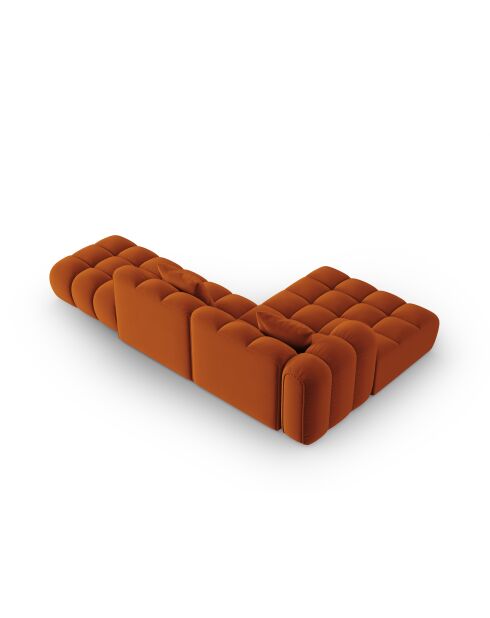 Canapé d'angle gauche velours modulable Astro 4 places terracotta - 300x190x70 cm