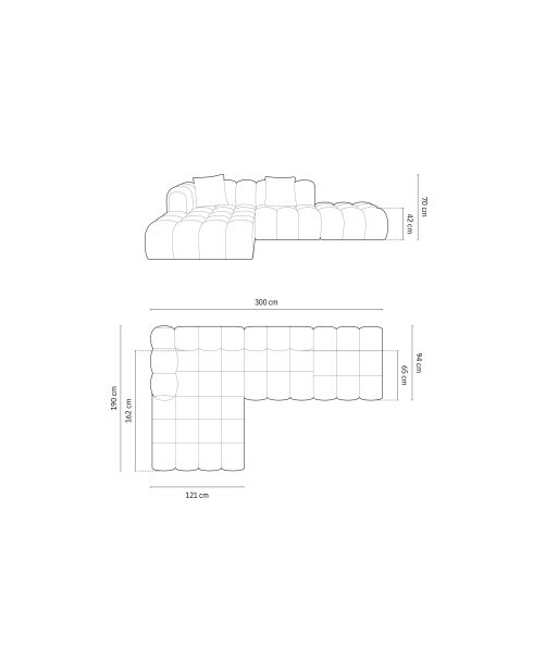 Canapé d'angle gauche modulaire Astro 4 places bleu roi - 300x190x70 cm