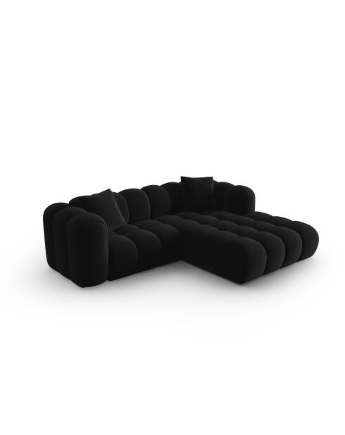 Astro 3-Sitzer-Ecksofa aus schwarzem, modularem Samt, rechts, 238 x 190 x 70 cm