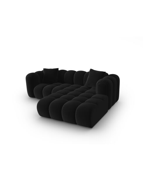 Astro 3-Sitzer-Ecksofa aus schwarzem, modularem Samt, rechts, 238 x 190 x 70 cm