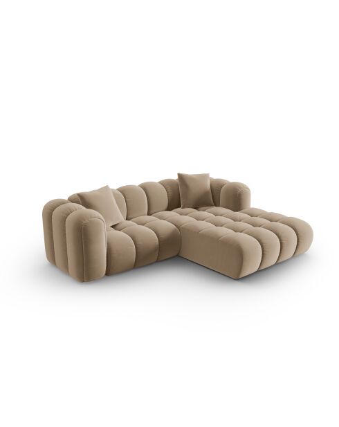 Divano angolare destro Astro 3 posti modulare in velluto the sand - 238x190x70 cm