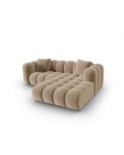 Canapé d'angle droit velours modulable Astro 3 places le sable - 238x190x70 cm