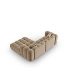 Canapé d'angle droit velours modulable Astro 3 places le sable - 238x190x70 cm