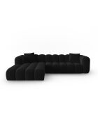 Canapé d'angle gauche velours modulable Astro 4 places noir - 300x190x70 cm