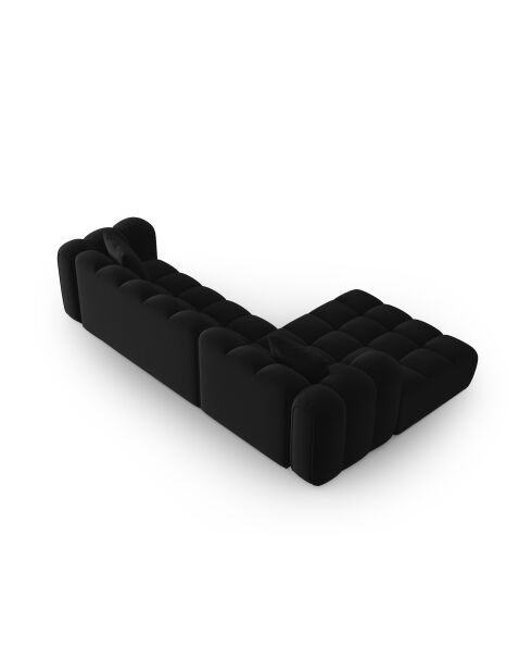 Canapé d'angle gauche velours modulable Astro 4 places noir - 300x190x70 cm