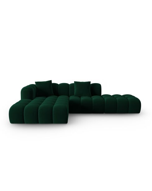 Canapé d'angle gauche velours modulable Astro 4 places vert bouteille - 300x190x70 cm