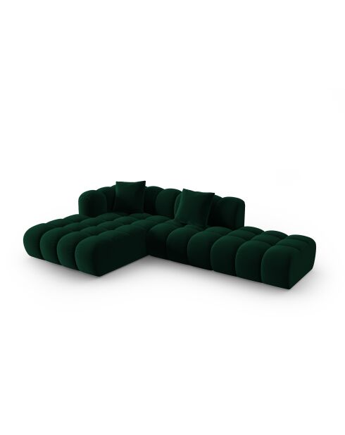 Canapé d'angle gauche velours modulable Astro 4 places vert bouteille - 300x190x70 cm