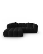 Canapé d'angle gauche velours modulable Astro 3 places noir - 238x190x70 cm