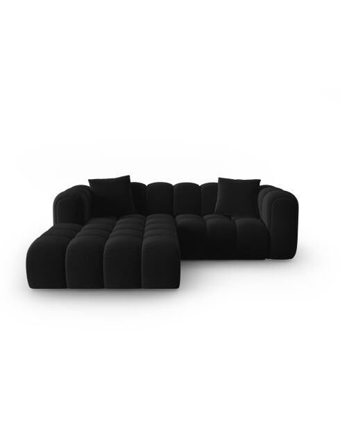 Canapé d'angle gauche velours modulable Astro 3 places noir - 238x190x70 cm