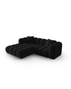 Canapé d'angle gauche velours modulable Astro 3 places noir - 238x190x70 cm