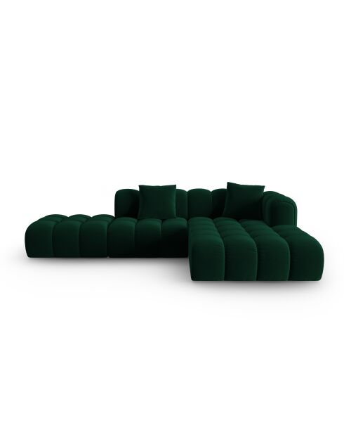 Astro Modulares Ecksofa aus Samt für 4 Personen, rechts, flaschengrün - 300x190x70 cm