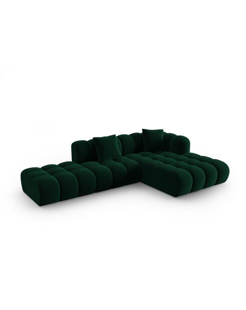 Astro Modulares Ecksofa aus Samt für 4 Personen, rechts, flaschengrün - 300x190x70 cm