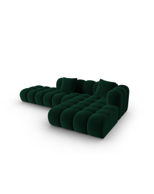 Astro Modulares Ecksofa aus Samt für 4 Personen, rechts, flaschengrün - 300x190x70 cm