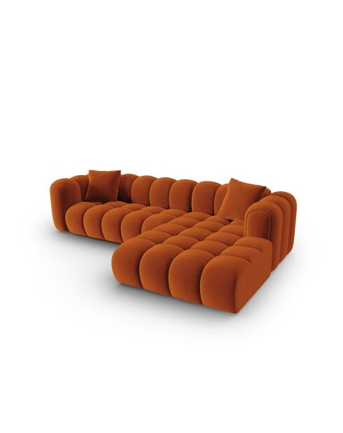 Astro Modulares Ecksofa aus Samt für 4 Personen, Terrakotta, 300 x 190 x 70 cm