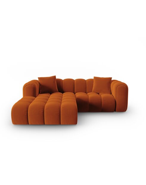 Canapé d'angle gauche velours modulable Astro 3 places terracotta - 238x190x70 cm