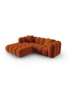 Canapé d'angle gauche velours modulable Astro 3 places terracotta - 238x190x70 cm