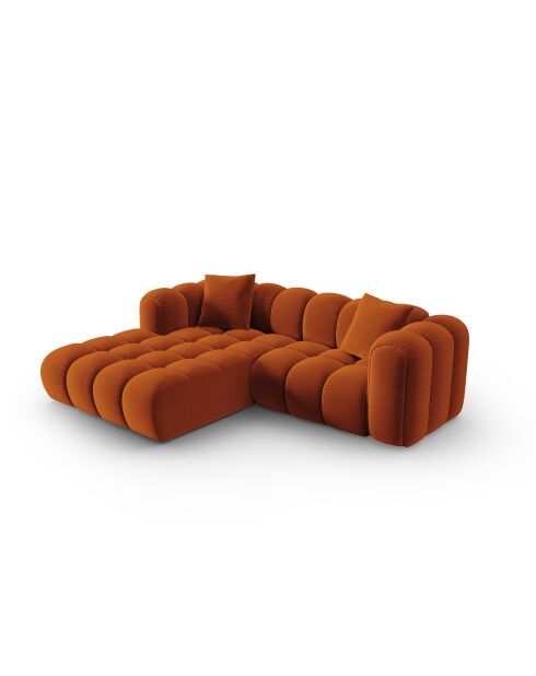 Canapé d'angle gauche velours modulable Astro 3 places terracotta - 238x190x70 cm